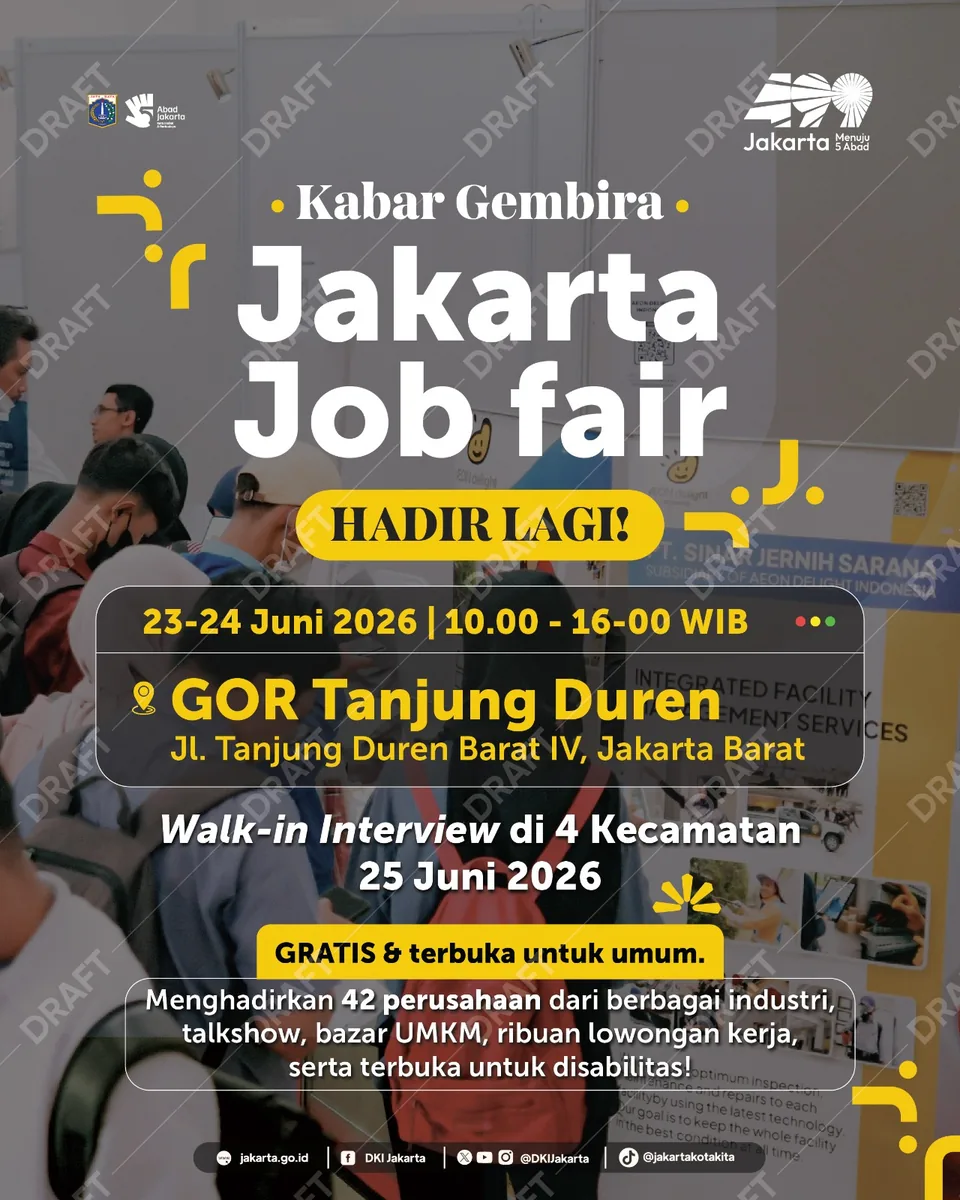 Job Fair Kabupaten Brebes 2026 (Suku Dinas TKTE Wilayah Kabupaten Brebes Barat) : 23-24 Juni 2026